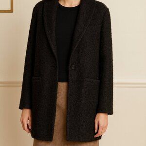 Club Monaco Boucle Tweed Black Cocoon Coat Sz S